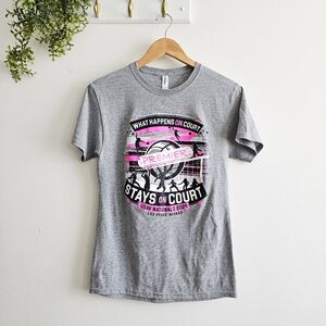 Premier Volleyball USAV Nationals 2024 Tee Gray Pink Jerzees Dri-Power Small